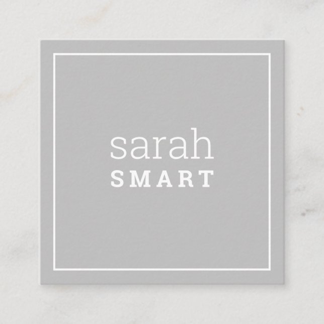 CALLING CARD square edgey modern grey grey silver (Front)