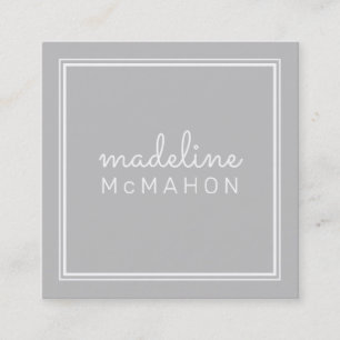 CALLING CARD square preppy modern pale silver grey