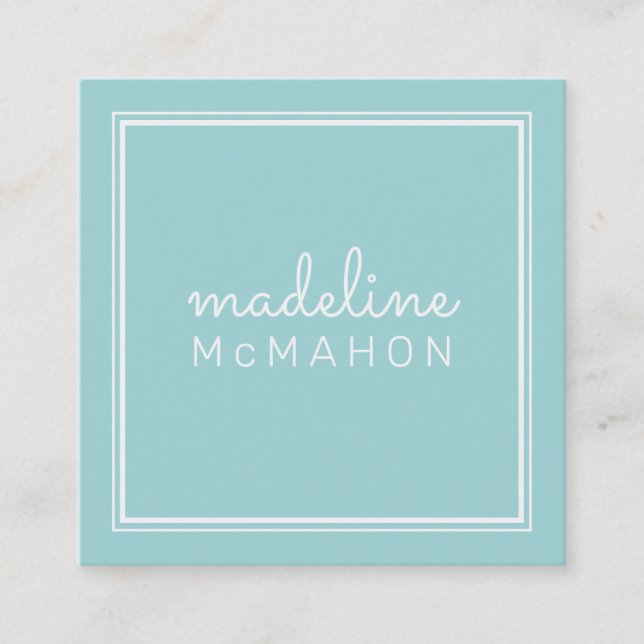 CALLING CARD square preppy modern pastel mint (Front)