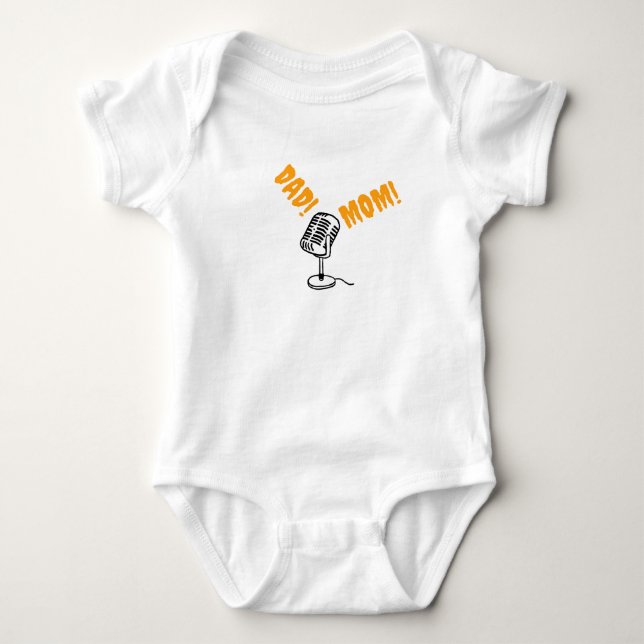 Calling Dad and Mom on microphone Baby Bodysuit (Front)