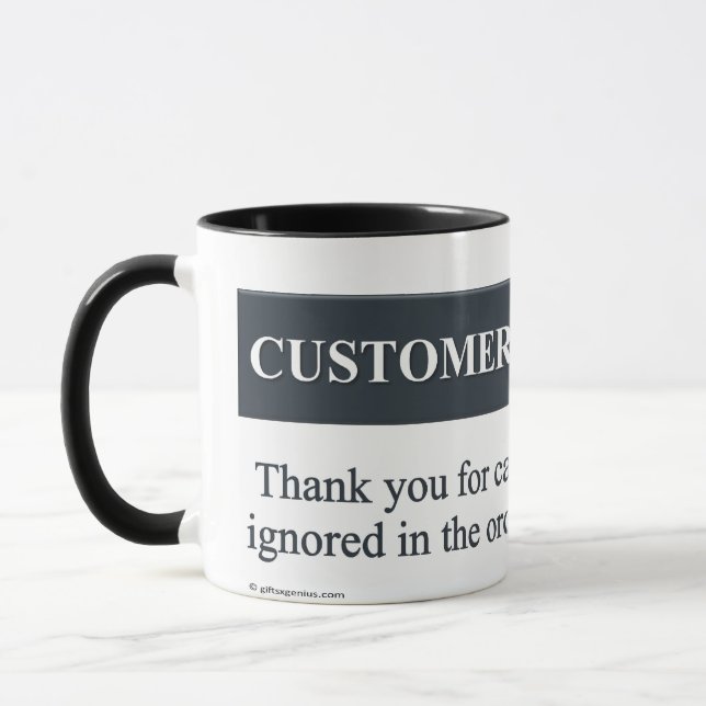 Calling the Customer Service Line Mug (Left)
