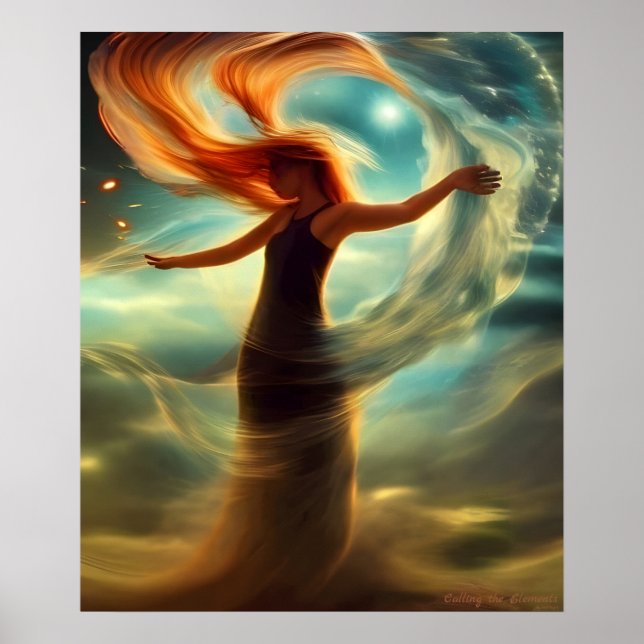Calling the Elements AI Fantasy Digital Art Print (Front)