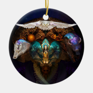 Calling The Spirit Animals Ceramic Tree Decoration