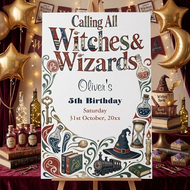 Calling Wizard & Witches Story Book Magic Birthday Banner (Calling Wizard & Witches Story Book Magic Birthday Banner)
