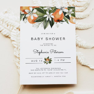 CALLIOPE Citrus Orange Little Cutie Baby Shower Invitation