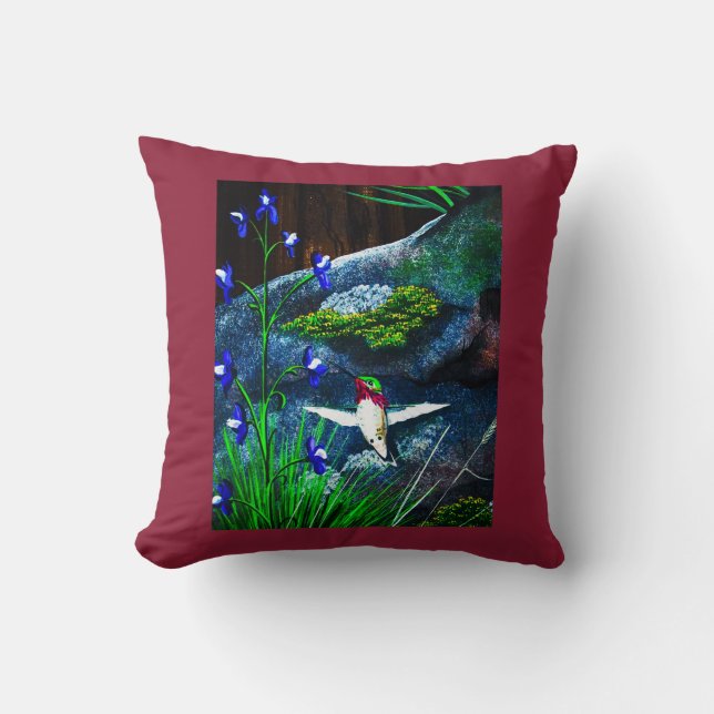 Calliope Hummingbird Pillow (Front)