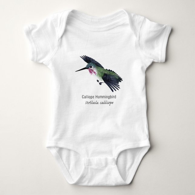 Calliope Hummingbird with Name Baby Bodysuit (Front)