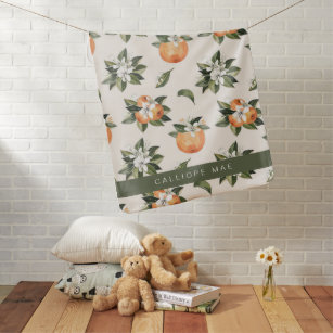 CALLIOPE Little Cutie Clementine Orange Floral Baby Blanket