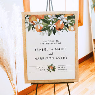 Calliope - Tropical Orange Botanic Wedding Welcome Poster