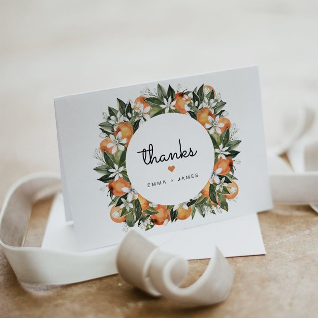 Calliope - Watercolor Orange Blossom Citrus Thank You Card (Creator Uploaded)