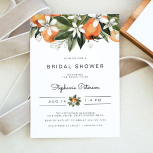 Calliope -Watercolor Orange Blossoms Bridal Shower Invitation