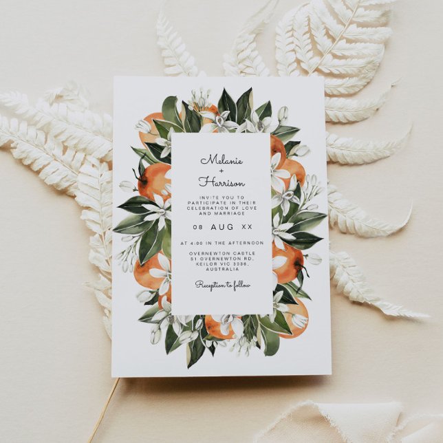 Calliope - Watercolor Tropical Orange Blossom Invitation (Creator Uploaded)