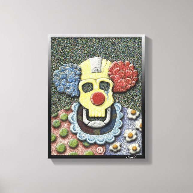 Callous the Crying Clown-Colour Pointillism/Gouach Canvas Print (Front)