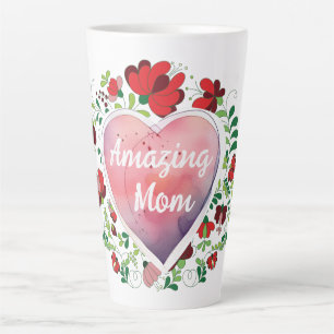 CallygraphAmazing Mum, Mother's day, Heart Flower Latte Mug