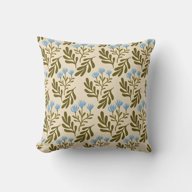  Calm and Natural: Blue Flower Seamless Pattern Cushion (Front)