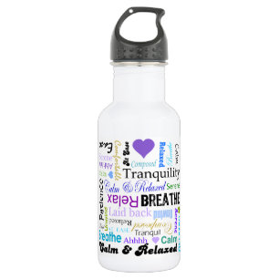 Calm and Relaxing positive words typography 532 Ml Water Bottle