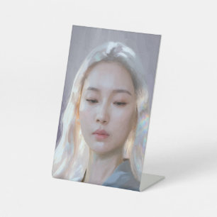 Calm and Serene Female Portrait Pedestal Sign