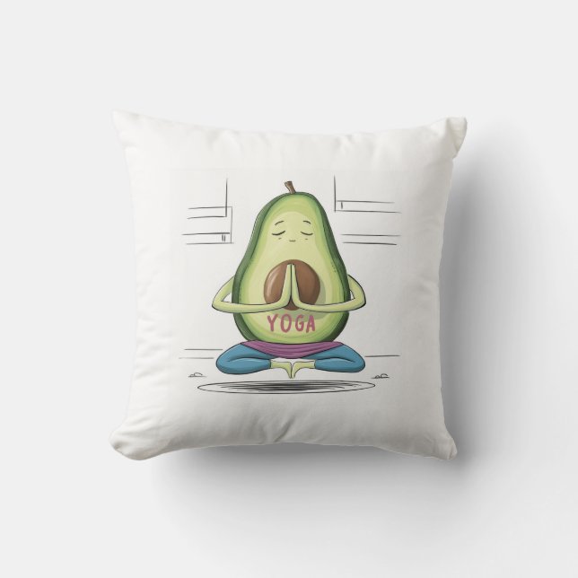  "Calm Avocado Yoga Pillow Design" (Front)