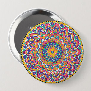 Calm Beautiful Colourful Floral Mandala 10 Cm Round Badge