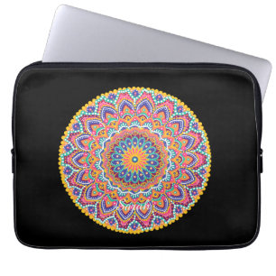 Calm Beautiful Colourful Floral Mandala Laptop Sleeve