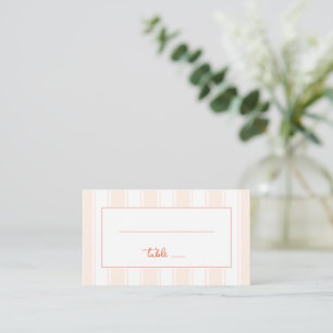 Calm Beige Stripes with Peach Calligraphy Place Card