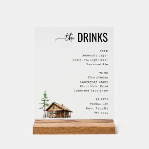 Calm Black Minimalist Cabin Illustration Acrylic Sign