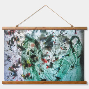 Calm blue abstract Wood Topped Wall Tapestry,Cosy Hanging Tapestry