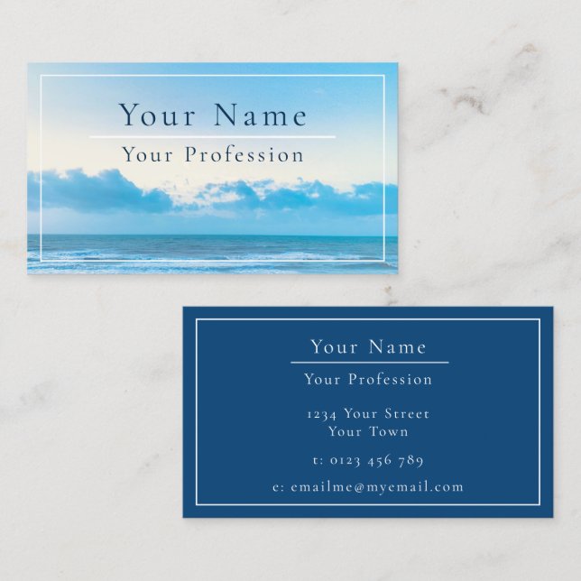 Calm Blue Beach Scene Customisable Business Card (Front/Back)