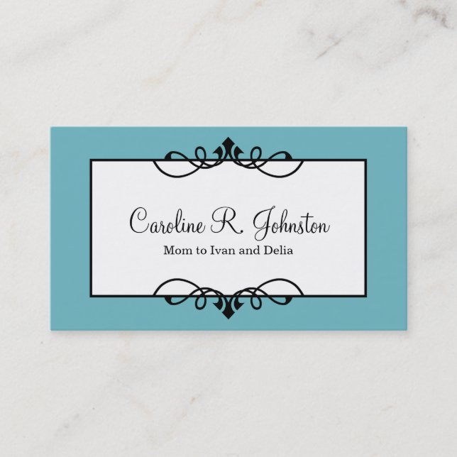 Calm blue border classic frame custom mummy card (Front)