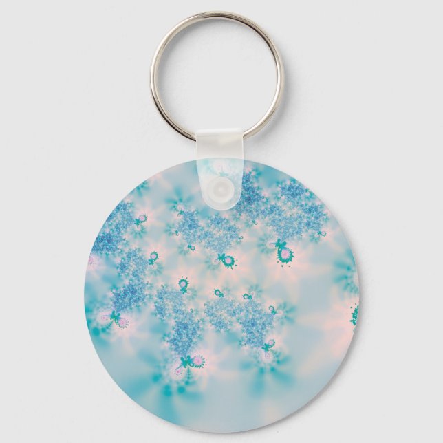 Calm Blue Meditation Butterfly Art Key Ring (Front)