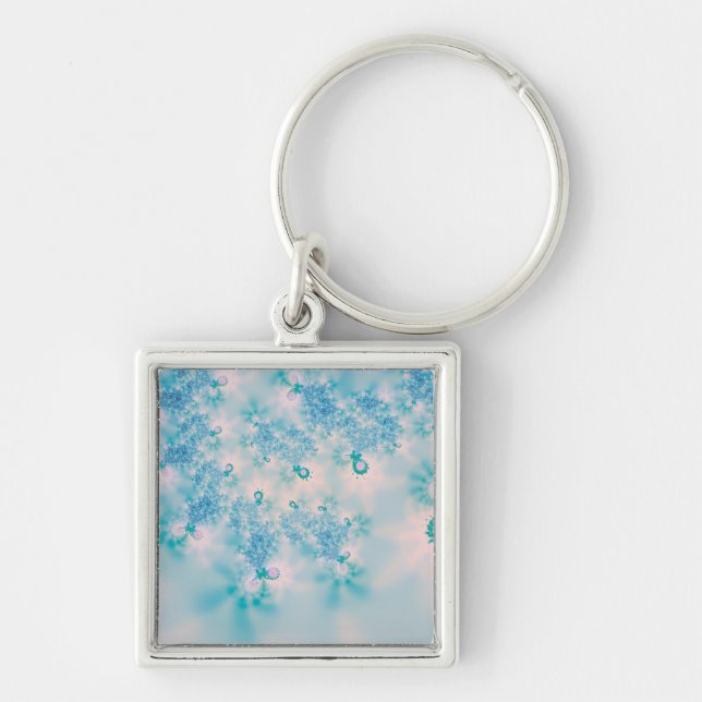 Calm Blue Meditation Butterfly Art Key Ring (Front)
