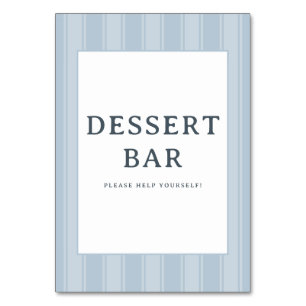 Calm Blue Minimalist Dessert Bar Sign Table Number