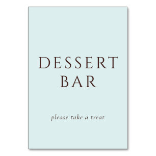 Calm Blue Minimalist Dessert Bar Sign Table Number