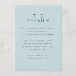 Calm Blue Minimalist Informational Enclosure Card