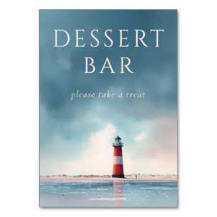 Calm Blue Minimalist Lighthouse Table Number