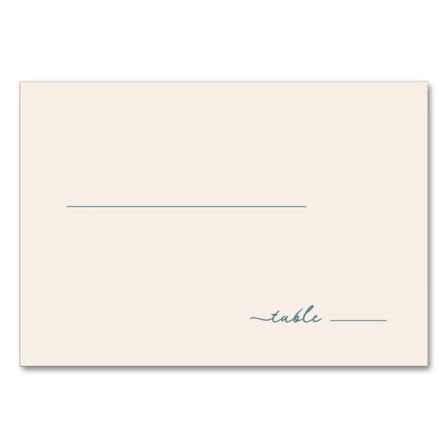 Calm Blue Minimalist Line Table Number (Front)