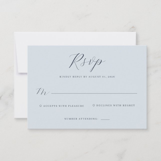 Calm Blue Minimalist RSVP Card (Front)