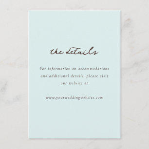 Calm Blue Minimalist Wedding Details Card