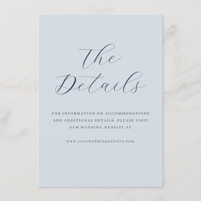 Calm Blue Minimalist Wedding Website Card (Front)