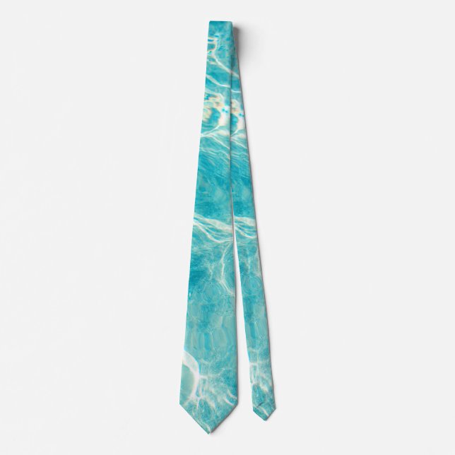 Calm Blue Ocean Wave Tie (Front)