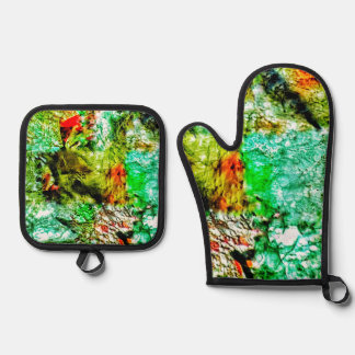 Calm blue pot holder and oven mitt,Calm dazzling Oven Mitt & Pot Holder Set