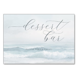 Calm Blue Watercolor Dessert Bar Sign Table Number