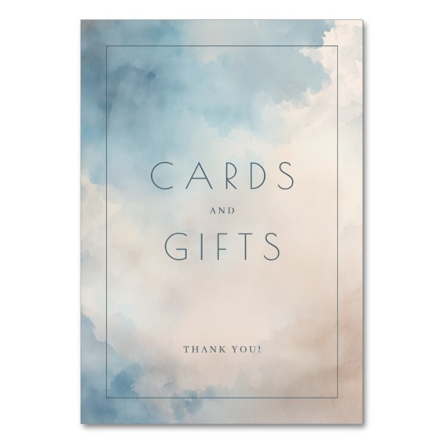 Calm Blue Watercolor Gratitude Card (Front)