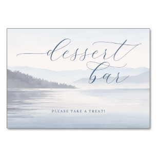 Calm Blue Watercolor Landscape Dessert Bar Sign Table Number