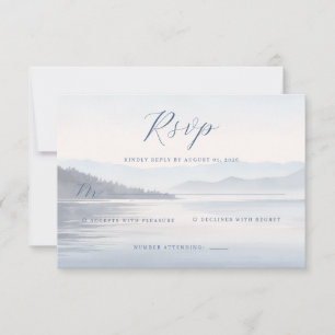 Calm Blue Watercolor Landscape RSVP Card