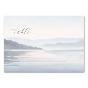 Calm Blue Watercolor Landscape Table Number