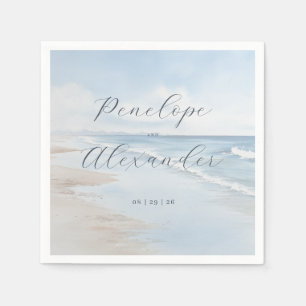 Calm Blue Watercolor Waves Napkin