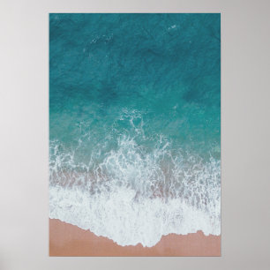 Calm Blue Waves Ocean Photography Poster