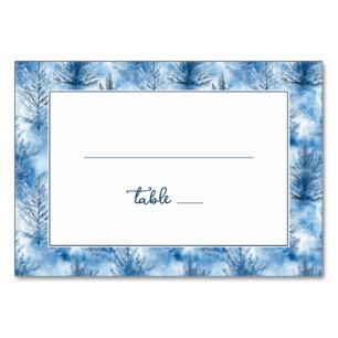 Calm Blue Winter Tree Border Table Number
