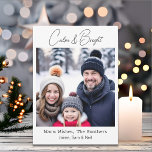 Calm & Bright | Picture Personalised Christmas Holiday Card<br><div class="desc">Calm and Bright. Wishing your family a Merry Christmas and Happy New Year personalised holiday photo card. Upload a picture of your family, children, you and your spouse or a pet onto this personalised Christmas card, then edit the text on the back to add your own personalised message. Cute bows...</div>